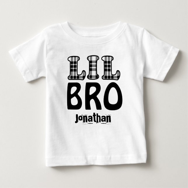 KLEINE BROTHER Kariert Letters Individuelle Name V Baby T-shirt (Vorderseite)
