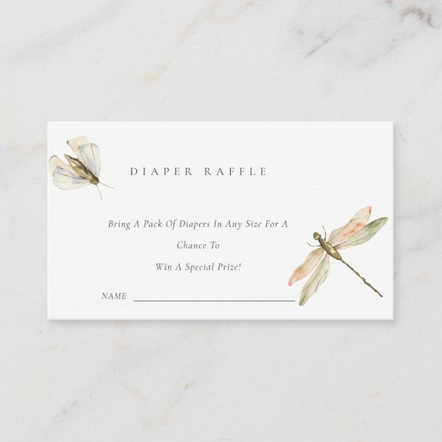 Kleine Bug Dragonfly Windel Raffle Babydusche Begleitkarte (Vorderseite)