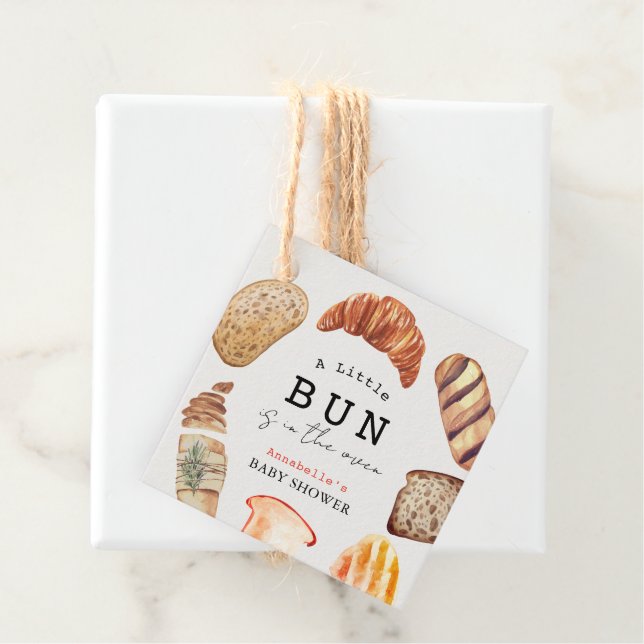 Kleine Bun in der Oven Bäckerei Pastries Babydusch Geschenkanhänger (Beispiel)