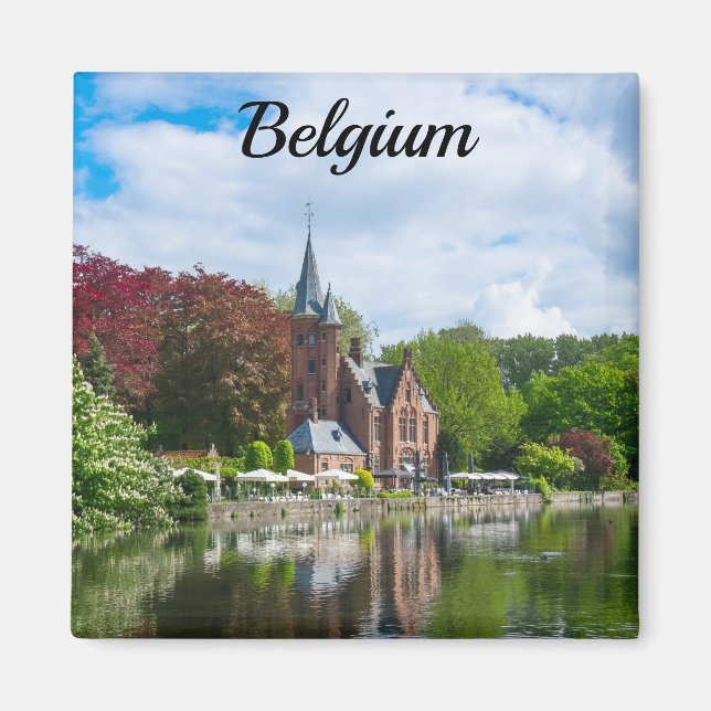 Kleine Burg am See in Brügge, Belgien Magnet (Vorne)