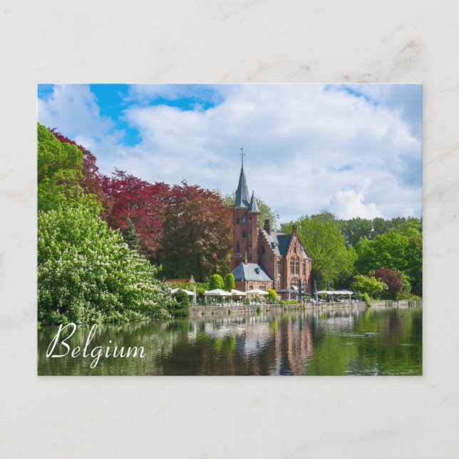 Kleine Burg am See in Brügge, Belgien Postkarte (Vorderseite)