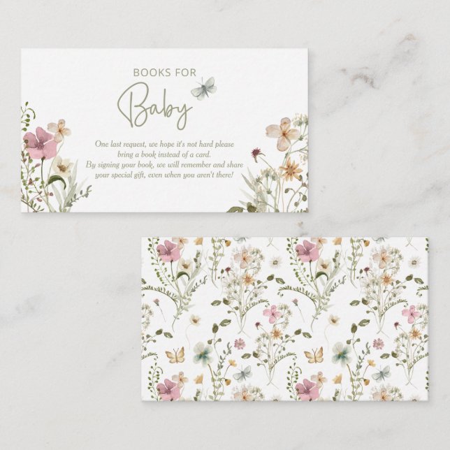 Kleine Buttefly-Buchanfrage Girl-Babydusche Begleitkarte (Vorne/Hinten)