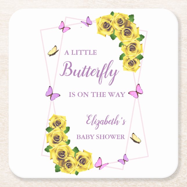 Kleine Butterfly Baby Dusche Rechteckiger Pappuntersetzer (Vorderseite)