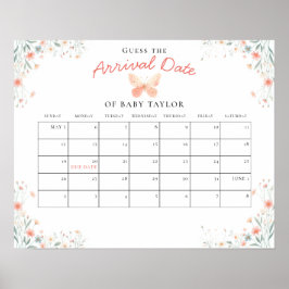 Kleine Butterfly Coral Girl Babydusche Datum Poster