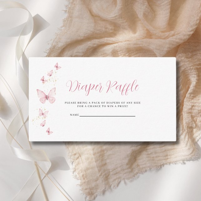 Kleine Butterfly Pink Diaper Raffle Baby Dusche Begleitkarte (Von Creator hochgeladen)