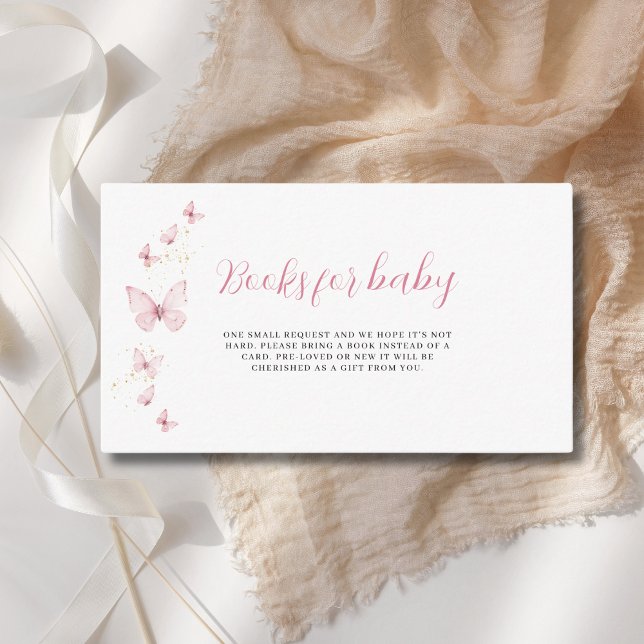 Kleine Butterfly Pink Girl Books für Babydusche Begleitkarte (Von Creator hochgeladen)