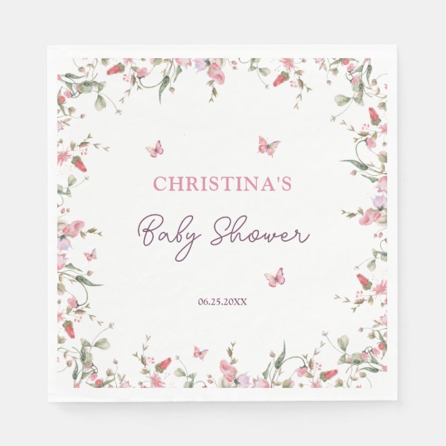 Kleine Butterfly Wasserfarbe Babydusche Serviette (Vorderseite)