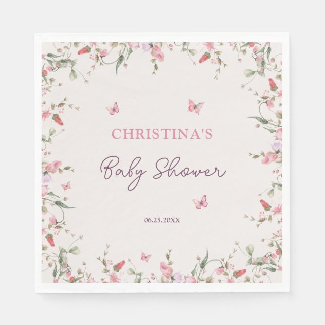 Kleine Butterfly Wasserfarbe Babydusche Serviette (Vorderseite)