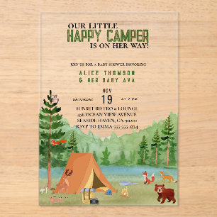 Kleine Camper Camping Adventure Forest Baby Dusche Acryleinladungen