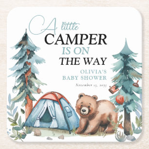 Kleine Camper Forest Babydusche Rechteckiger Pappuntersetzer