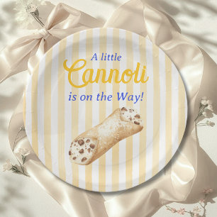 Kleine Cannoli Gelb Blau Italienische Babyparty Pappteller