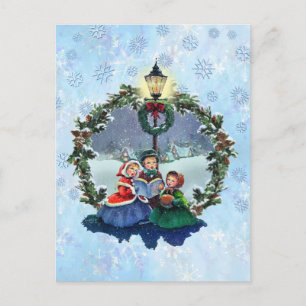 KLEINE CAROLERS & WREATING VON SHARON SHARPE POSTKARTE