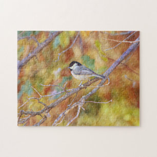 Kleine Chickadee Bird im Herbst Bäume Ristorante d Puzzle