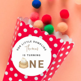 Kleine Chinesische Dumpling erste Geburtstagsparte Runder Aufkleber