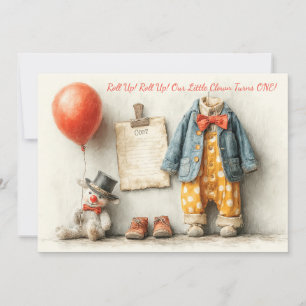 Kleine Clown 1. Geburtstags-Show Einladung