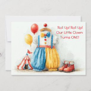 Kleine Clown 1. Geburtstags-Show Einladung