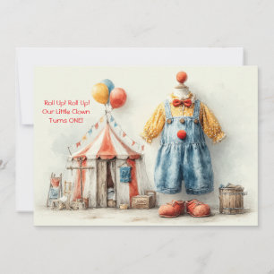 Kleine Clown 1. Geburtstags-Show Einladung