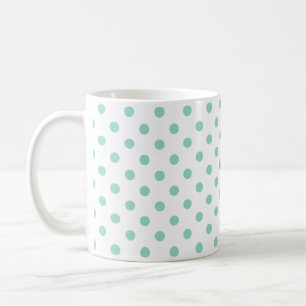 Kleine coole Aqua-Polka-Punkte auf Weiß Tasse