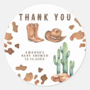 Kleine Cowboy-Baby-Baby-Party Danke Runder Aufkleber