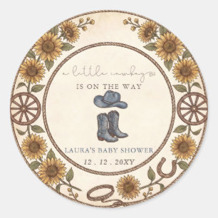 Kleine Cowboy-Baby-Party Runder Aufkleber