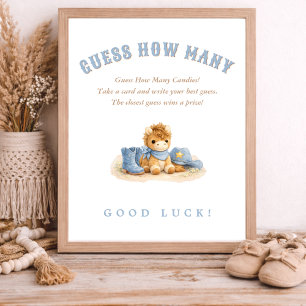 Kleine Cowboy-Baby-Party-Spiel Errate wie viele Poster