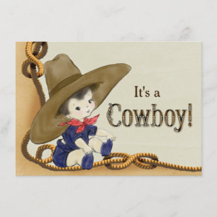 Kleine Cowboy-Babydusche Einladung