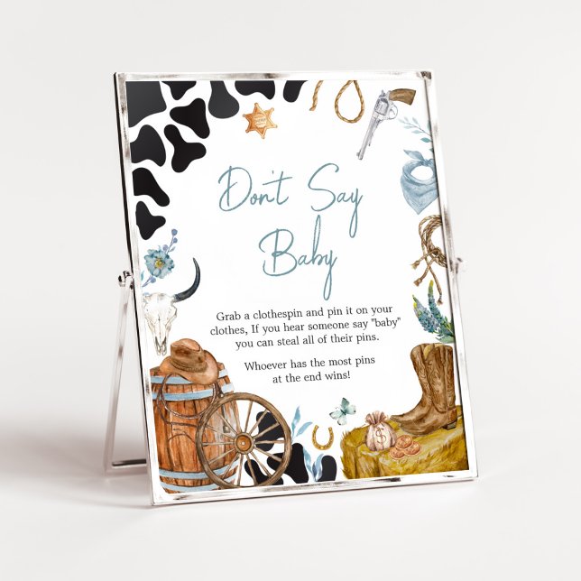 Kleine Cowboy-Babydusche Sage kein Baby Poster (Wild West Baby Shower Don't Say Baby Sign)