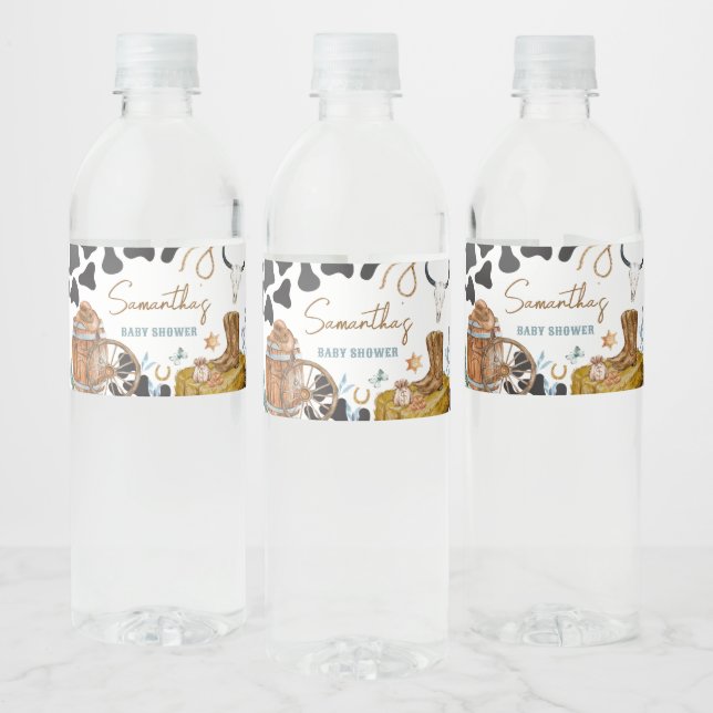 Kleine Cowboy-Babydusche Wasserflaschenetikett (Flaschen)