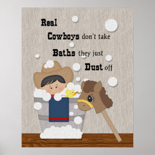 Kleine Cowboy-Badezeit-Wortkunst Poster
