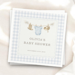 Kleine Cowboy-Gingham-Blau-Jungen-Baby-Shower-Part Serviette