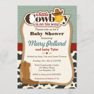Kleine Cowboy-Moderne Babydusche Einladung