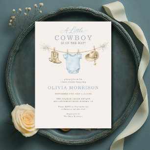 Kleine Cowboy-Wäscheleine-Baby-Party Einladung