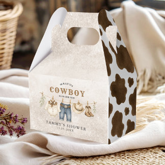 Kleine Cowboy-Wäscheleine-Baby-Shower-Geschenkbox Geschenkschachtel