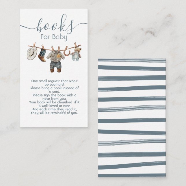 Kleine Cowboy-Wäscheleine Bücher für Baby Begleitkarte (Vorne/Hinten)