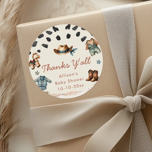 Kleine Cowboy-Western Kinderdusche Runder Aufkleber (Von Creator hochgeladen)