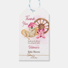 Kleine Cowgirl Babydusche danke Geschenkanhänger