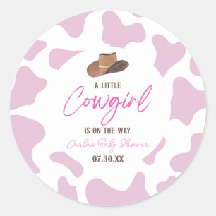 Kleine Cowgirl Cow Girl Rodeo Western Kinderdusche Runder Aufkleber