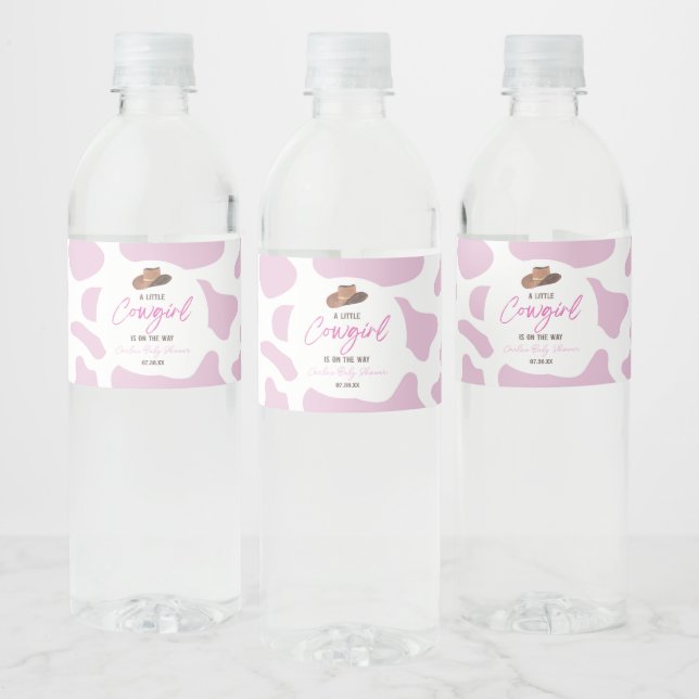 Kleine Cowgirl Cow Girl Rodeo Western Kinderdusche Wasserflaschenetikett (Flaschen)