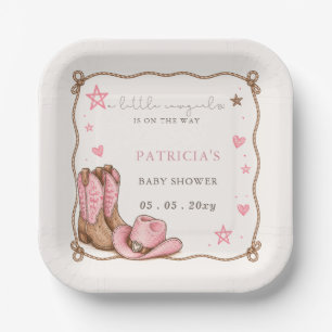 Kleine Cowgirl ist auf dem Weg Mädchen Baby Shower Pappteller