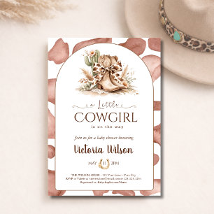 Kleine Cowgirl-Kuh-Druck Western-Mädchen-Baby-Part Einladung