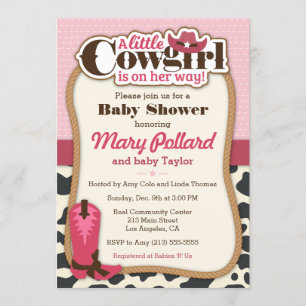 Kleine Cowgirl Moderne Girl Baby Dusche Einladung