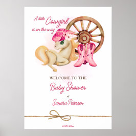 Kleine Cowgirl Pferde Baby Dusche Willkommensschil Poster