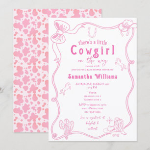 Kleine Cowgirl Rosa Mädchen Baby-Party Einladung