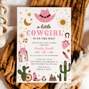 Kleine Cowgirl Rosa Western-Baby-Shower-Einladung Einladung