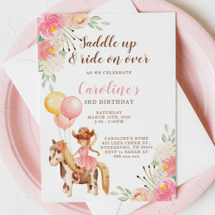 Kleine Cowgirl Saddle Up Birthday Einladung