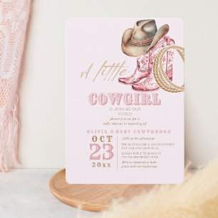Kleine Cowgirl Western Baby Girl Dusche Rosa Einladung