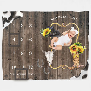 Kleine Cowgirl Western   Baby-Meilenstein-Decke Fleecedecke