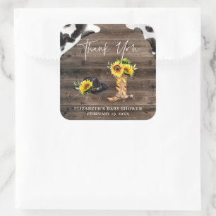 Kleine Cowgirl   Western-Baby-Shower-Mitgebsel Quadratischer Aufkleber