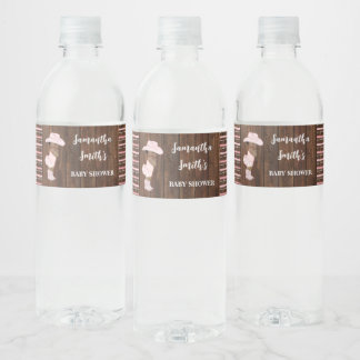 Kleine Cowgirl Western Babydusche Wasserflaschenetikett