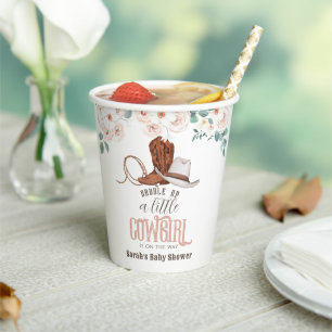Kleine Cowgirl Western Floral Baby Shower Pappbecher